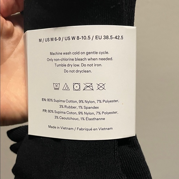 Quince Black Cotton Ankle Socks - Picture 2 of 3